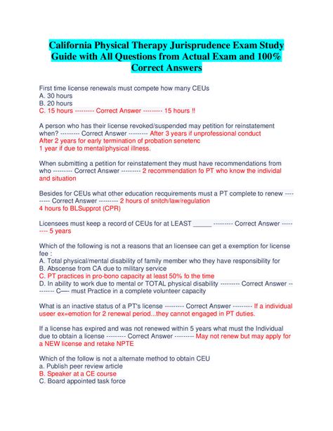 california physical therapy jurisprudence pdf.